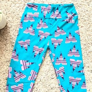 Lularoe leggings princess castle 🏰 blue and pink